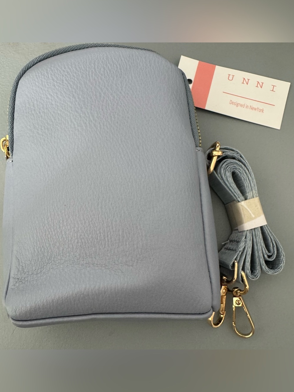 Light dusty blue with gold hardware faux Leather Crossbody Bag mini backpack